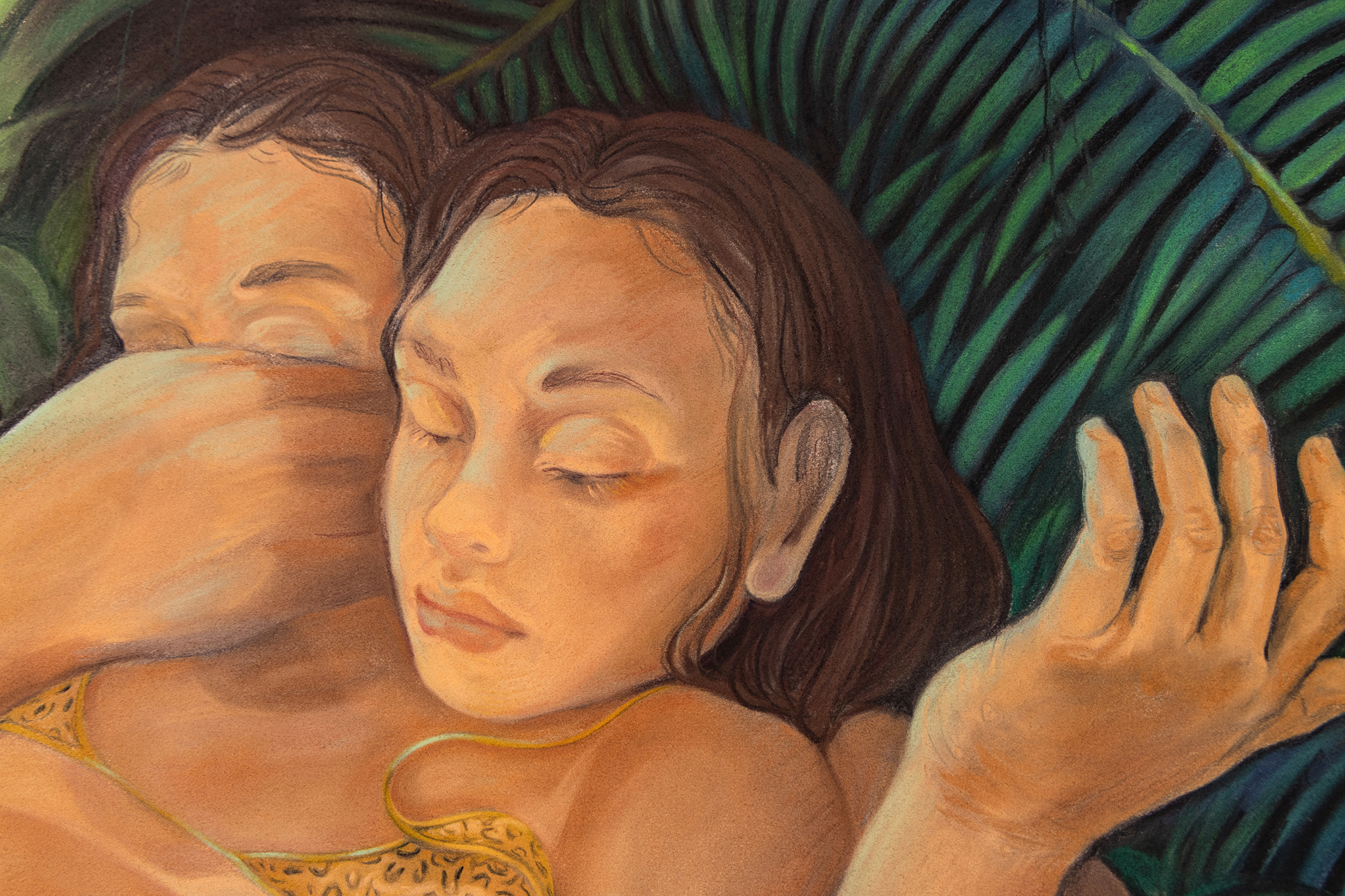 <span class='aN'>Alina Perez, </span><i>Caught Between Her and I</i> (detail)<br>charcoal and pastel on paper, 2021, 93 × 69.5″